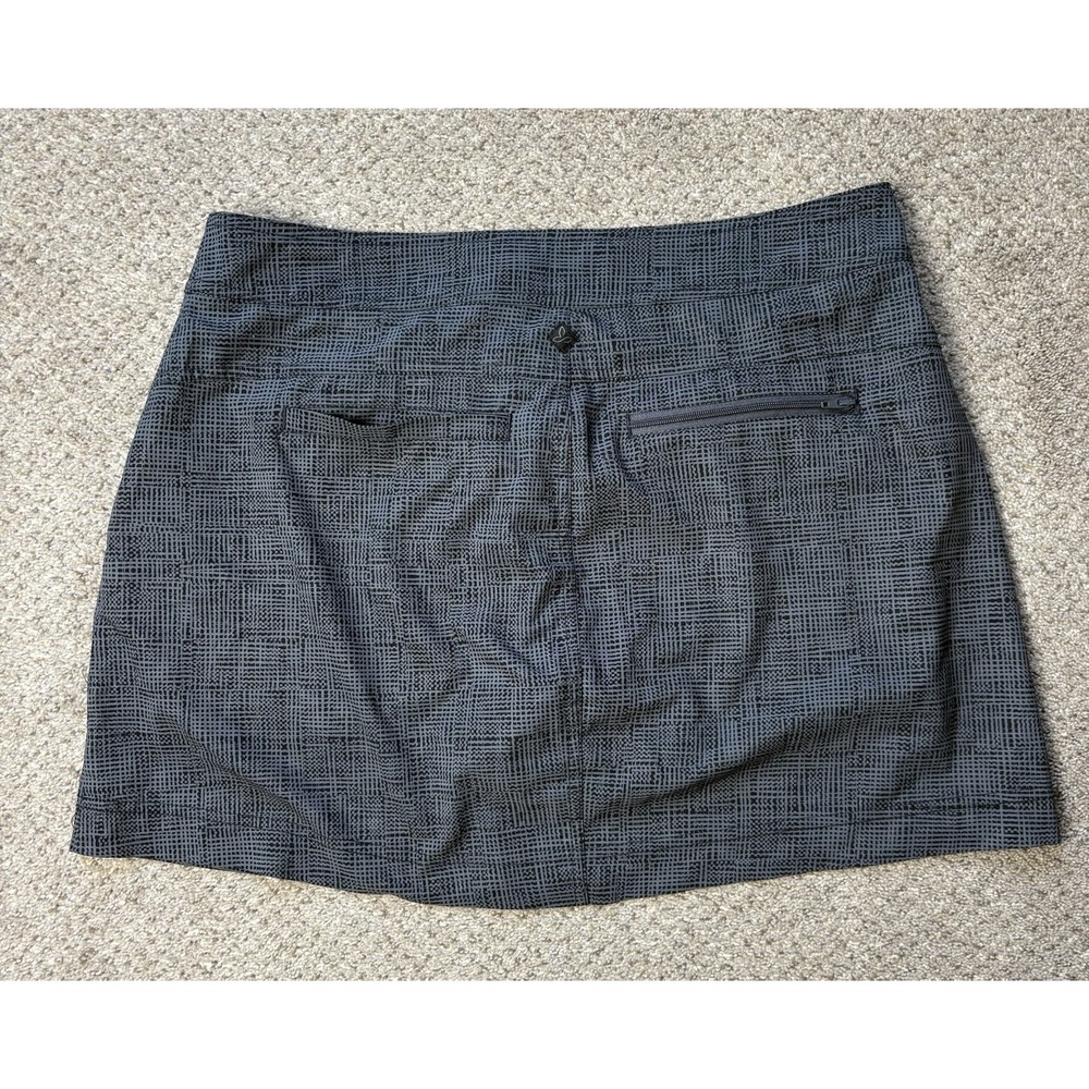 prAna Women's Athletic Skort Size 4 Geometric Pattern Gray Stretch Pockets - Picture 3 of 7